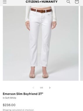 C of H Citizens of Humanity Emerson Slim Boyfriend 27” in Soft White 24